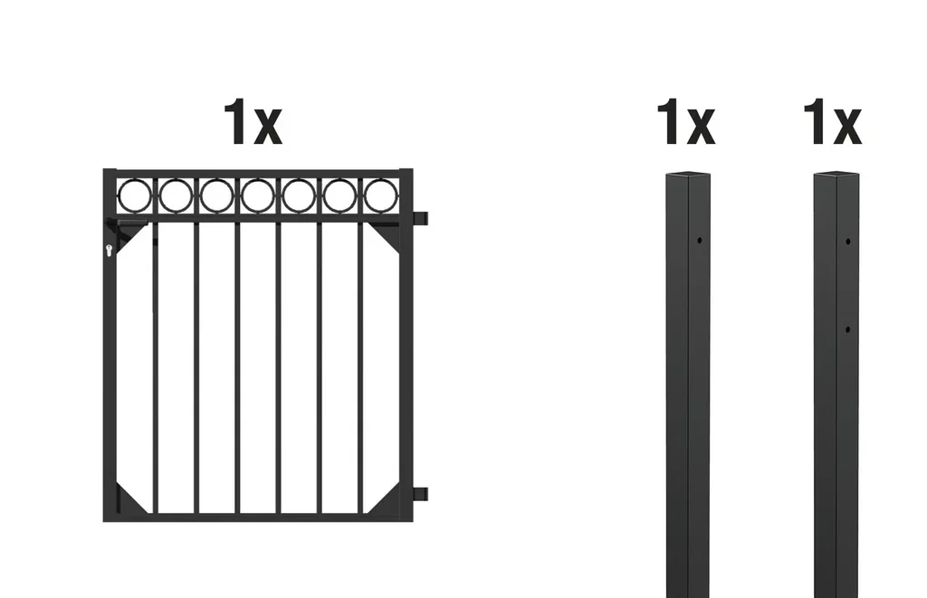 Einzeltorset Circle, zum Einbetonieren, matt-schwarz, Höhe 120 cm, Breite 1 m