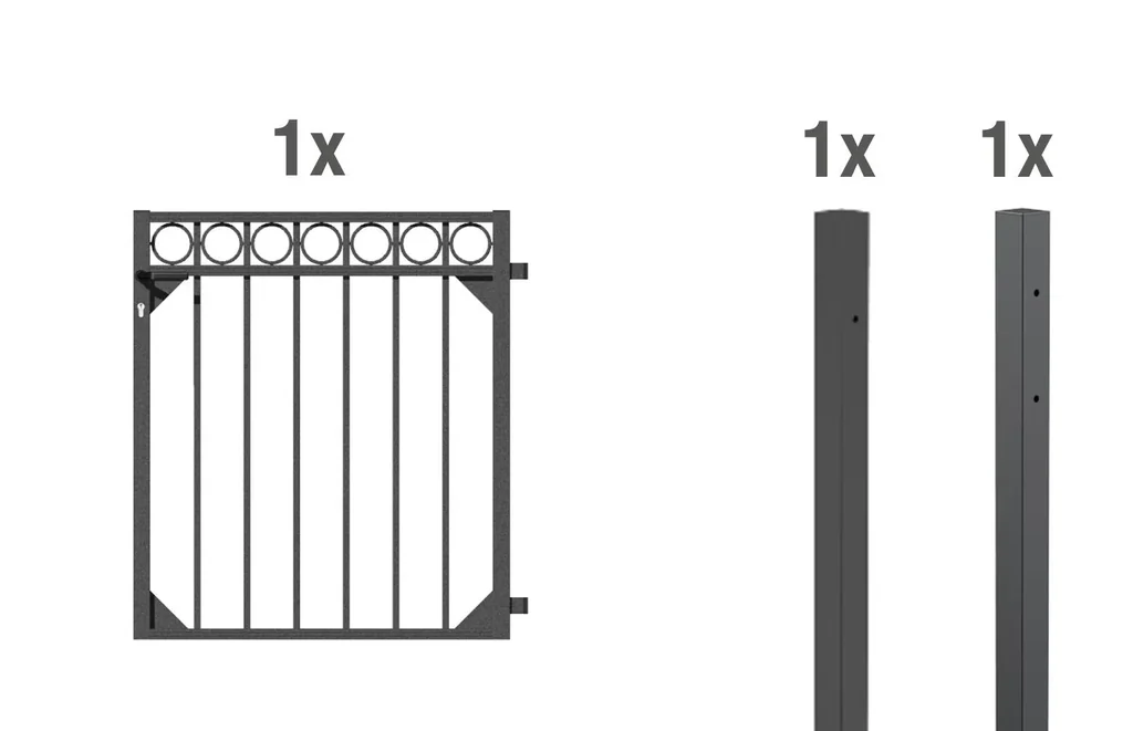 Einzeltorset Circle, zum Einbetonieren, anthrazit, Höhe 120 cm, Breite 1 m