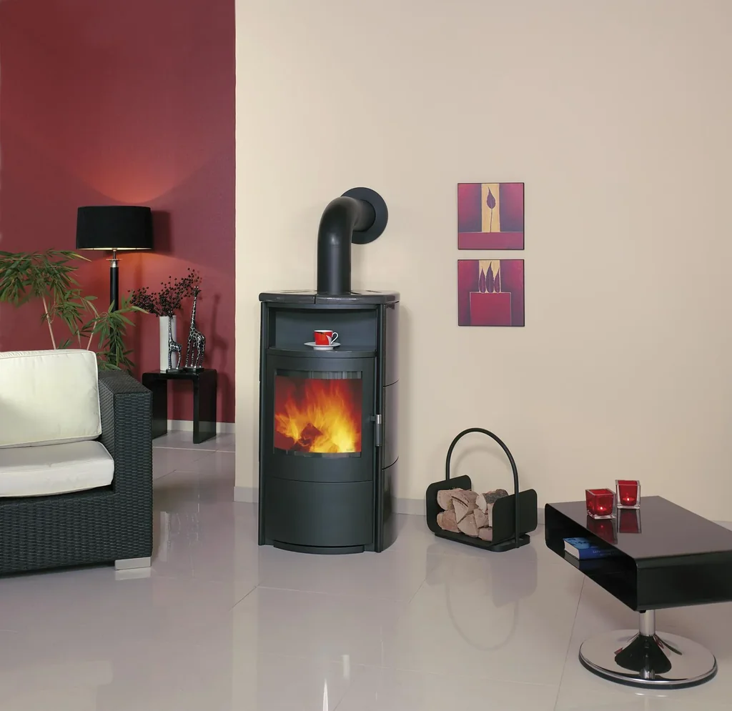 Kaminofen - Taifun Dauerbrand 6 kW - Kacheln meteor-schwarz