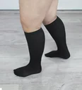 Reisestützstrümpfe für kräftige Waden, schwarz, Größe 42-44, Doppelpack