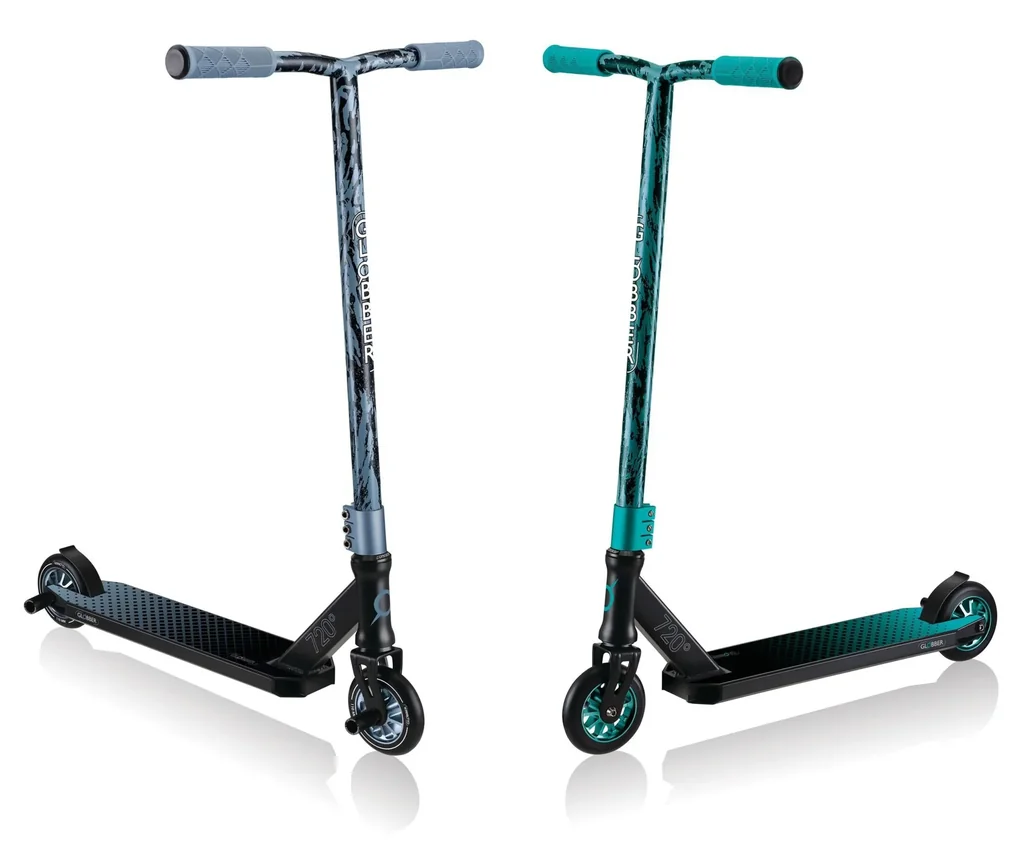 STUNTSCOOTER GS 720   Freestyle Kickroller, 110 mm, ABEC 7, verstärkter Lenker, 360°-Lenkung, schwarz-graublau