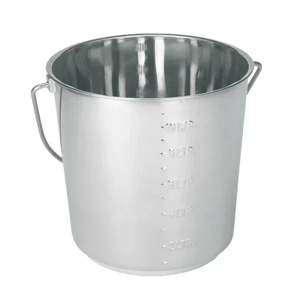 Edelstahl Eimer 12,3 l mit Skalierung, 25,5 cm hoch
