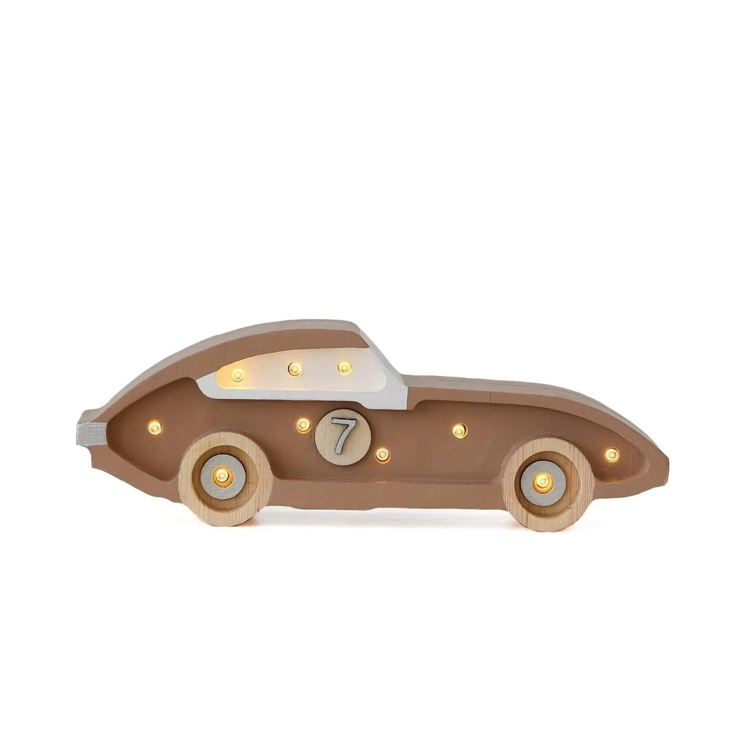 Little Lights Nachtlicht Kinder, Nachtlampe Mini-Rennwagen - 100% Kiefernholz natur, Farbe: Cappuccino