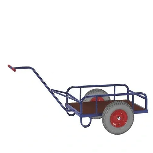 Handwagen mit Ladefläche mit Geländer, Traglast 200 kg, Ladefläche 790 x 435 mm