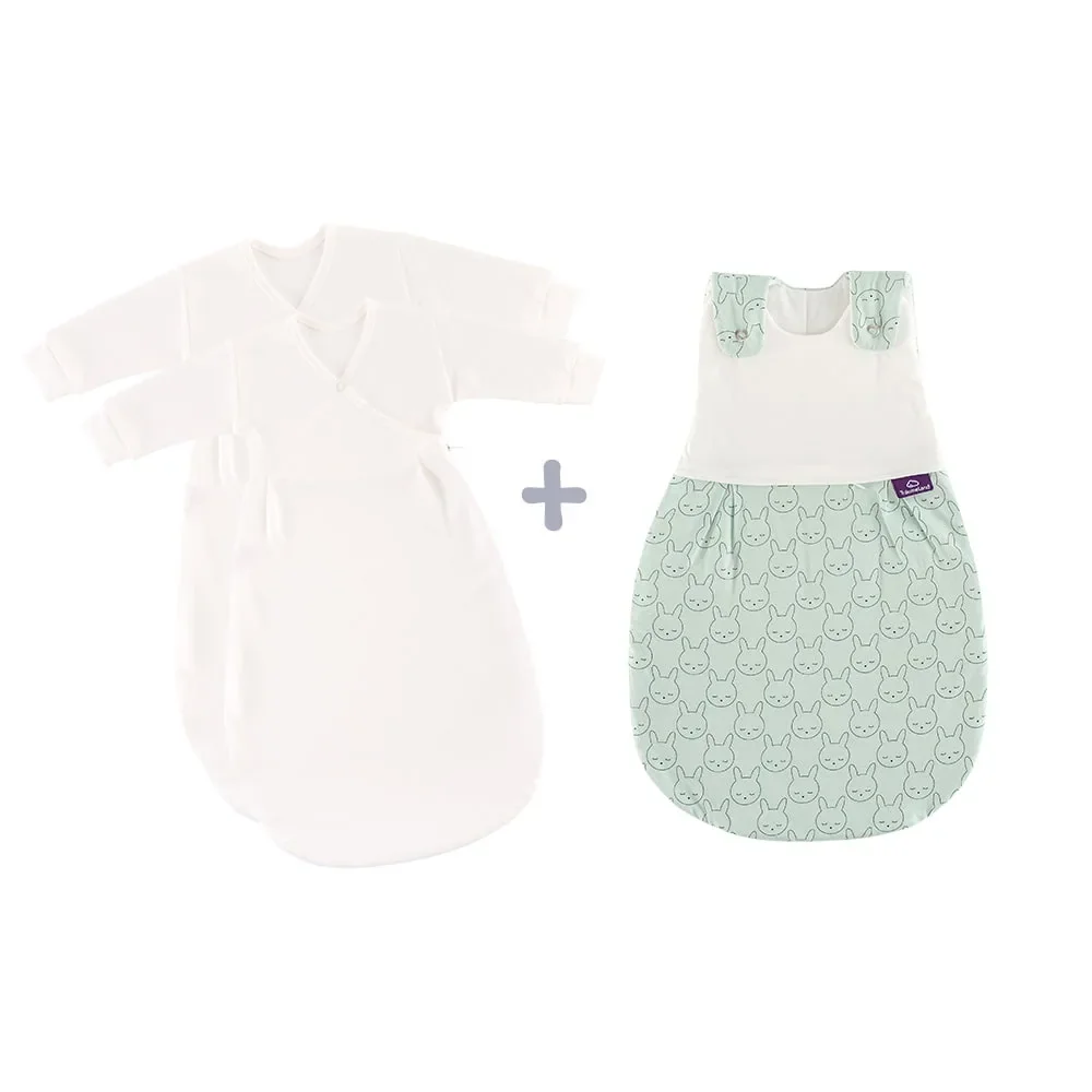 Träumeland Liebmich Baby Schlafsack, Schlummersack, Innenschlafsack 3tlg. Set - Kuschelhase, Grösse: 80/86