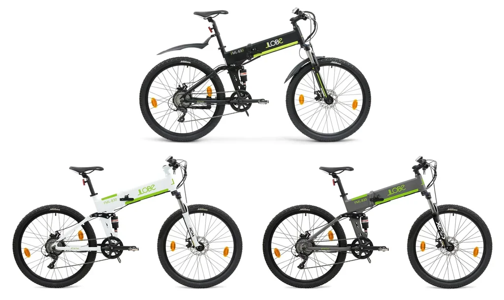 Unisex E-Mountain-Bike, 27,5 Zoll, Rahmenhöhe 48 cm, 9‐Gang Kettenschaltung, grau, faltbar - FML830, 10,4 Ah