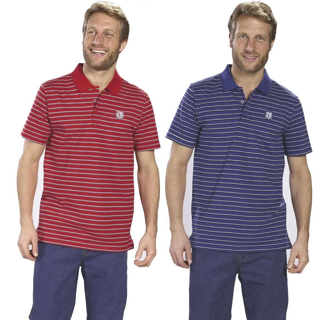 Poloshirt geknöpft, rot-gestreift, Gr.M