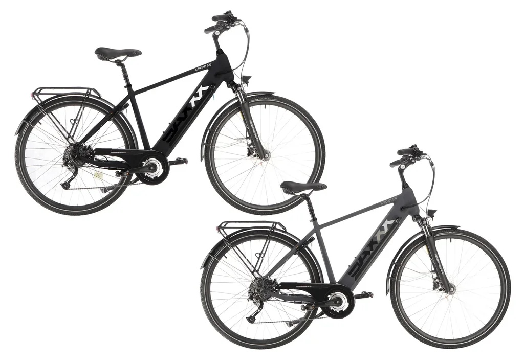 Herren Trekking E-Bike, 28 Zoll, Rahmenhöhe 50 cm 9-Gang Kettenschaltung, schwarz, Kempten