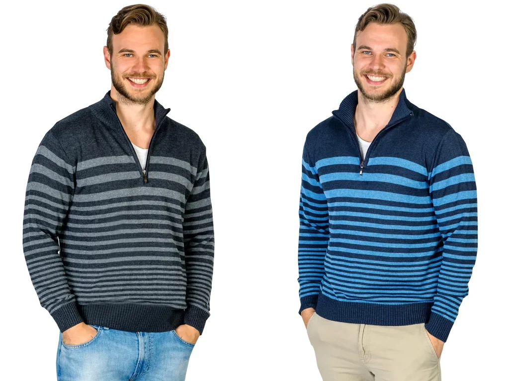 Pullover, Farbe grau mit Blockstreifen, Gr.3XL