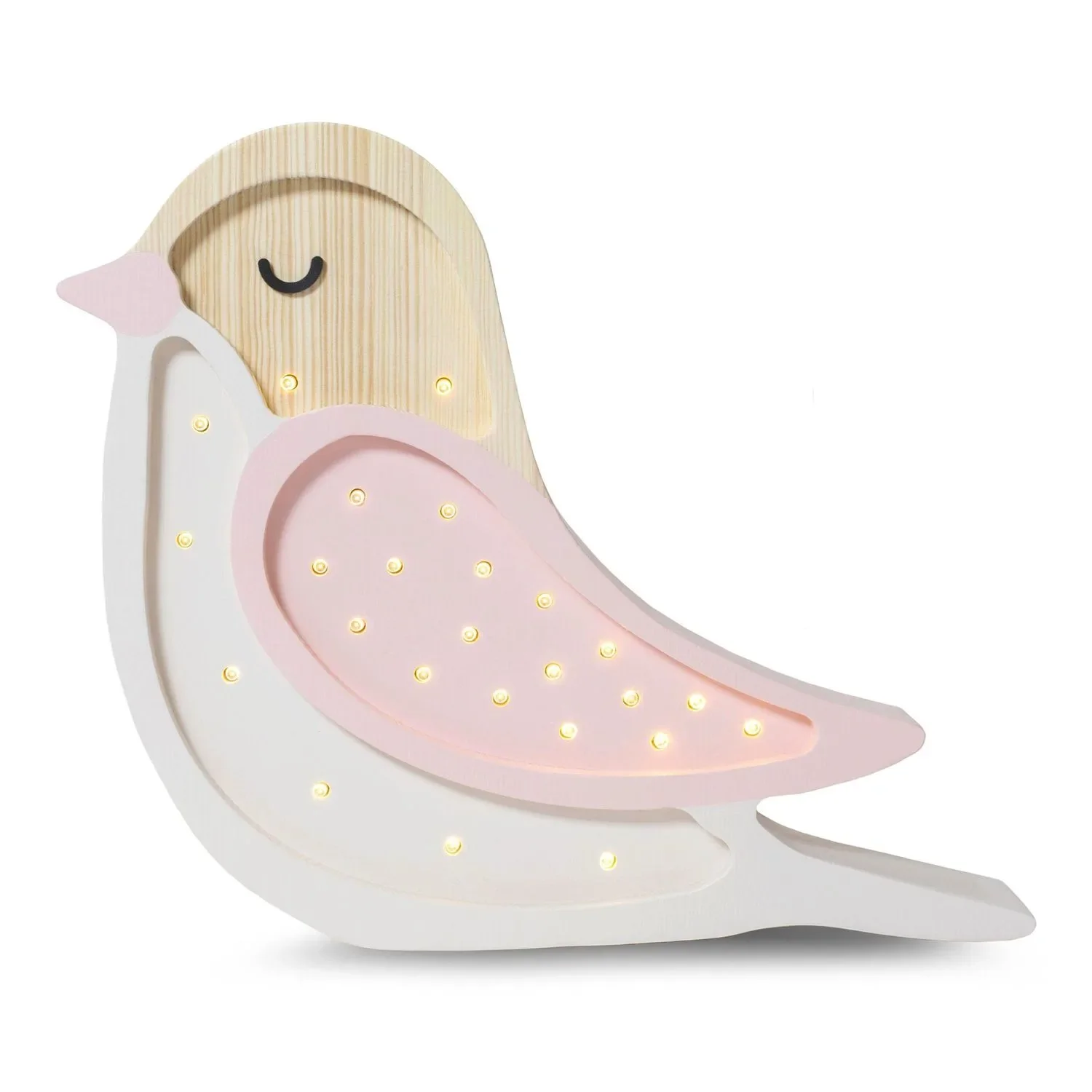 Little Lights Nachtlicht Kinder, Nachtlampe Vogel - 100% Kiefernholz natur, Farbe: Erdbeercreme
