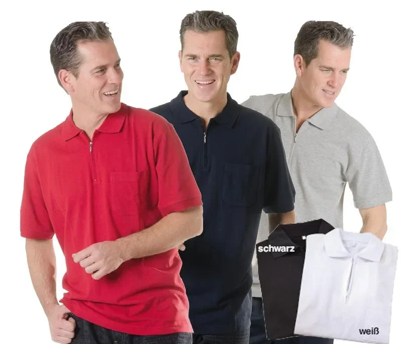 Herren Poloshirt mit Reißverschluss, Farbe schwarz, Gr. M