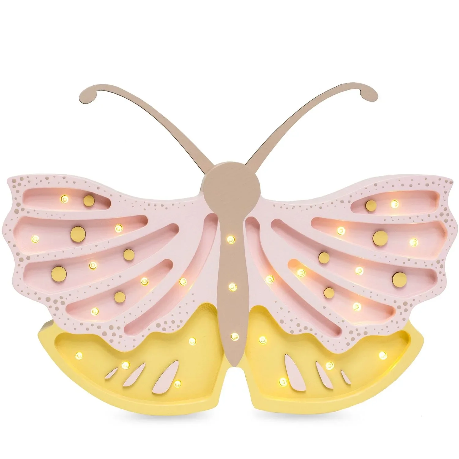 Little Lights Nachtlicht Kinder, Nachtlampe Schmetterling - 100% Kiefernholz natur, Farbe: Honig-Rose