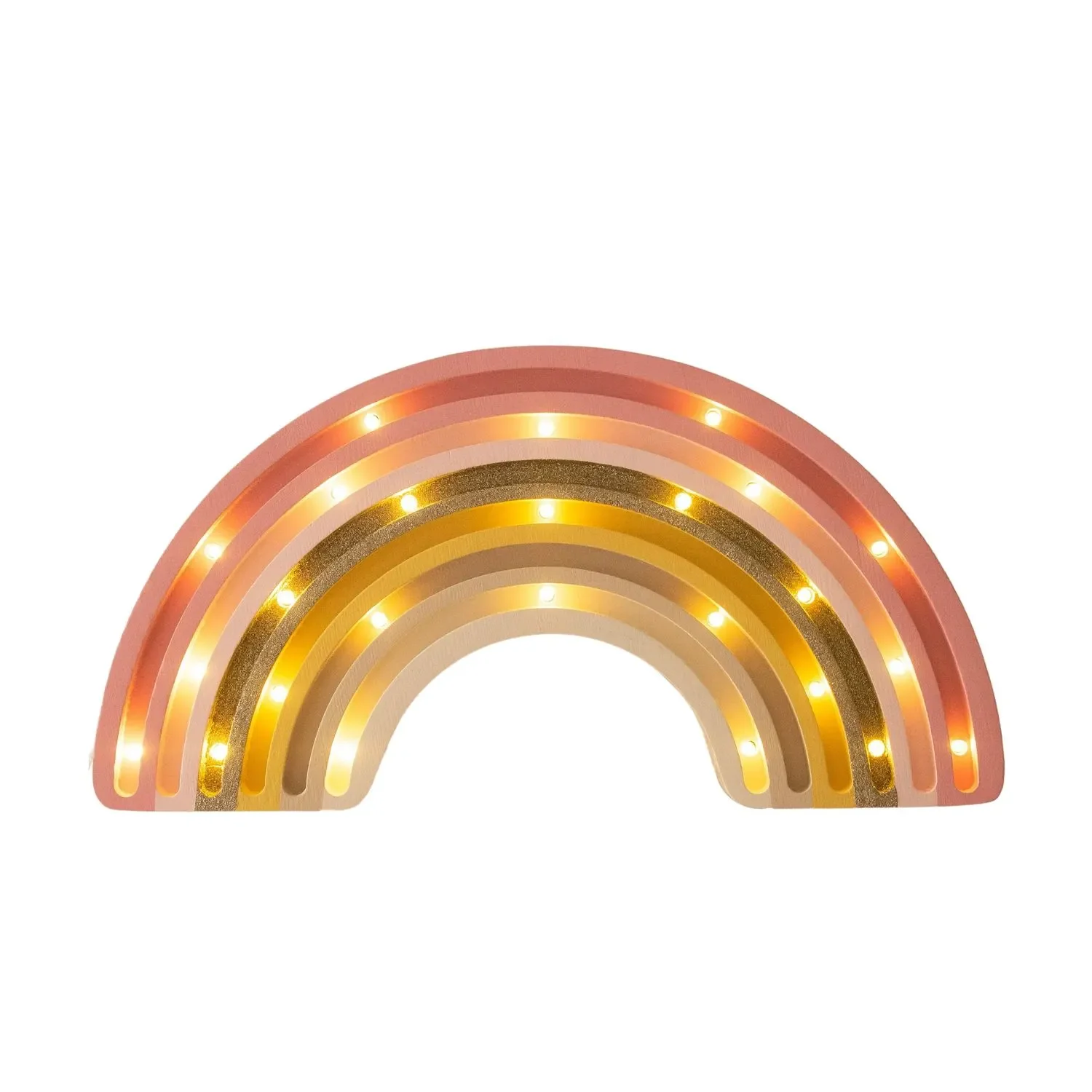 Little Lights Nachtlicht Kinder, Nachtlampe Regenbogen - 100% Kiefernholz natur, Farbe: Goldene Rose