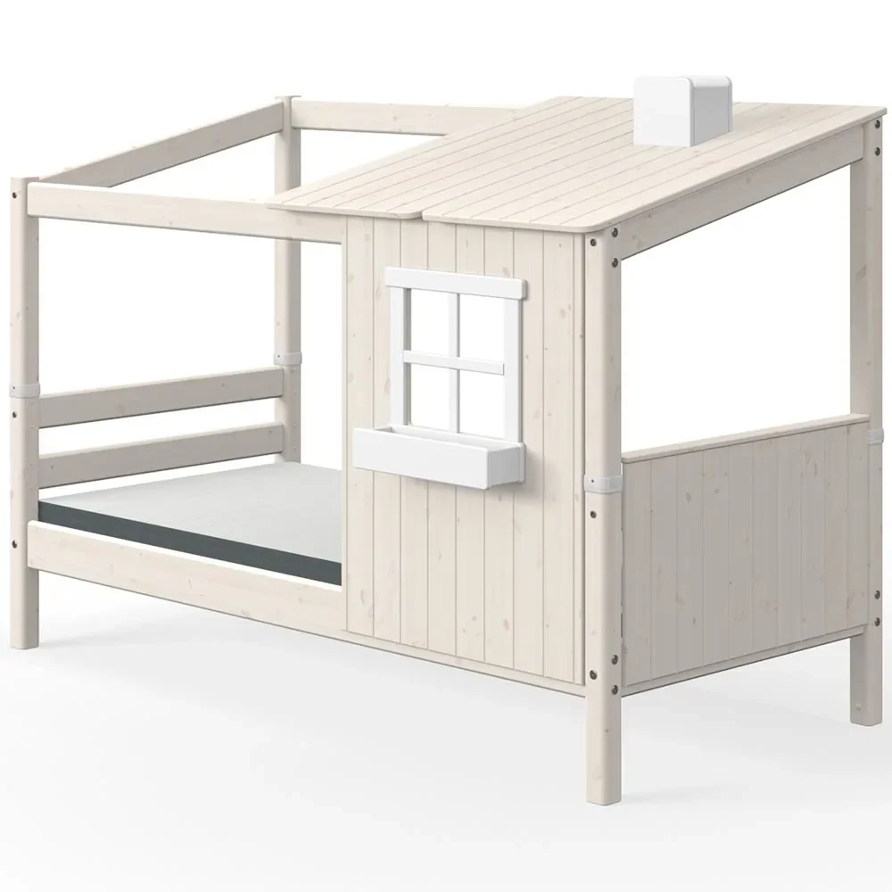 Flexa Einzelbett Haus mit halbem Dach weiss
