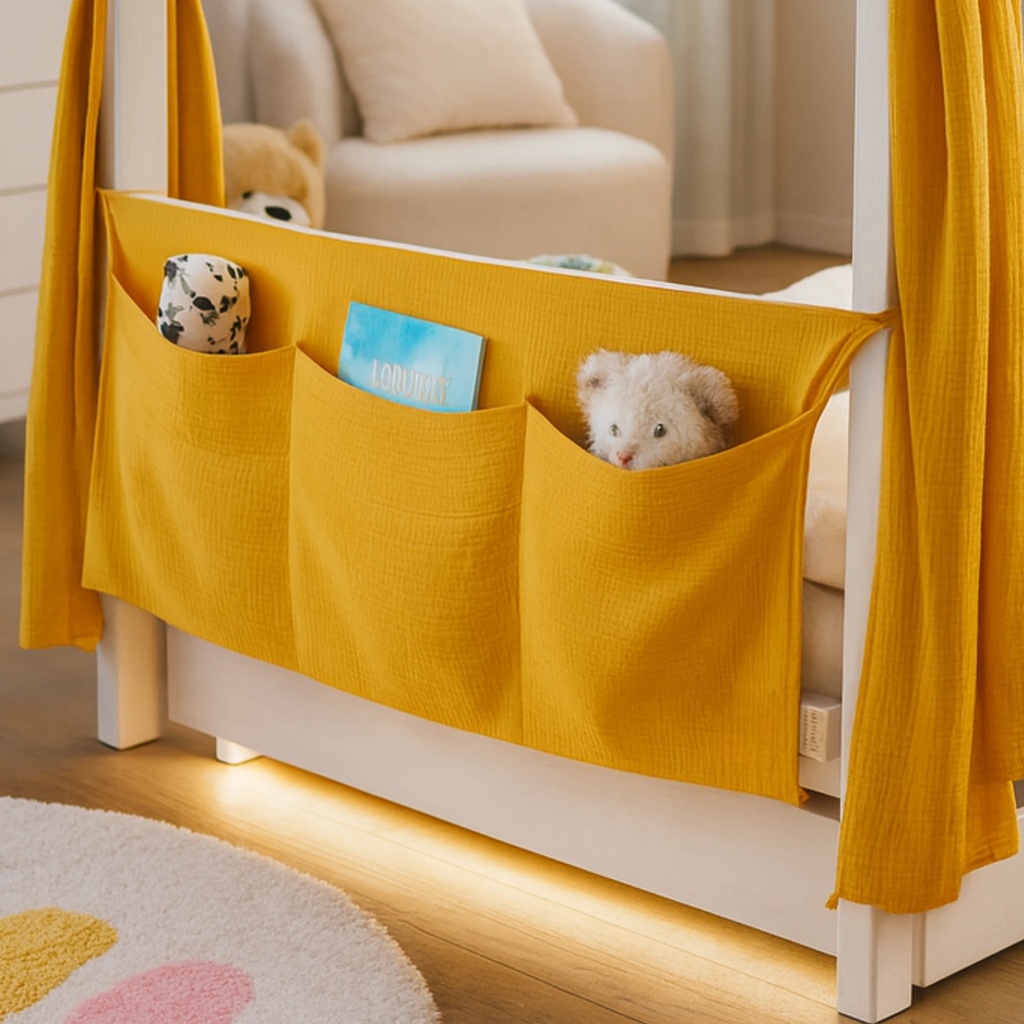 Alavya Home Babybett Betttasche Musselin Bio-Baumwolle - Senfgelb