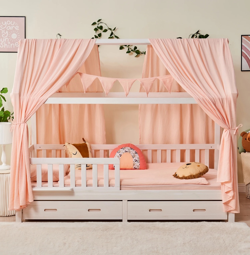 Alavya Home Dekoset aus 100% Bio-Musselin Baumwolle | 125x350cm Hellrosa