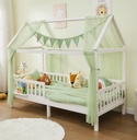 Alavya Home Hausbett CLOUD 90 x 200 cm Komplett-Set – Polyester Dekoset Khaki + Kindermatratze COZY 90 x 200 cm (Kaltschaum)