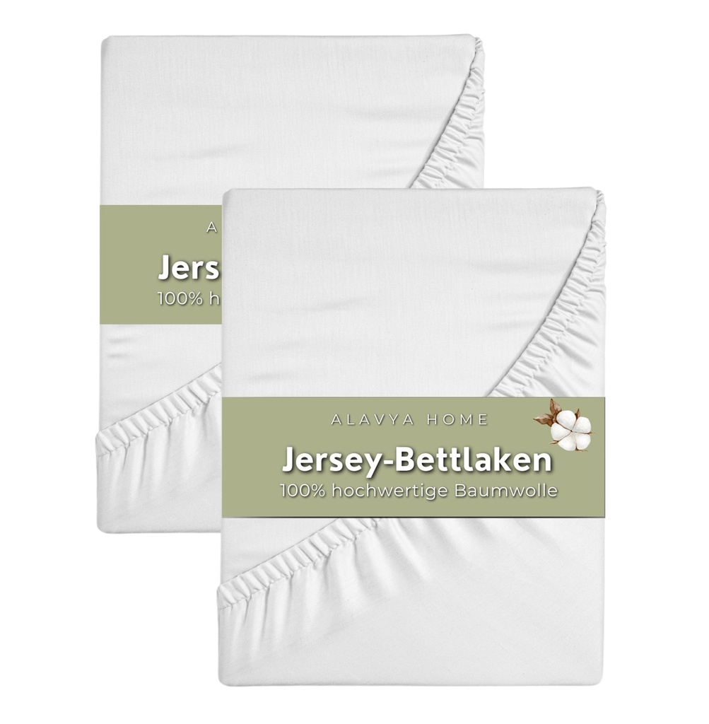 Alavya Home Spannbettlaken 70 x 140 – 2er-Set (2 Stück), 100% Baumwolle, Weiß