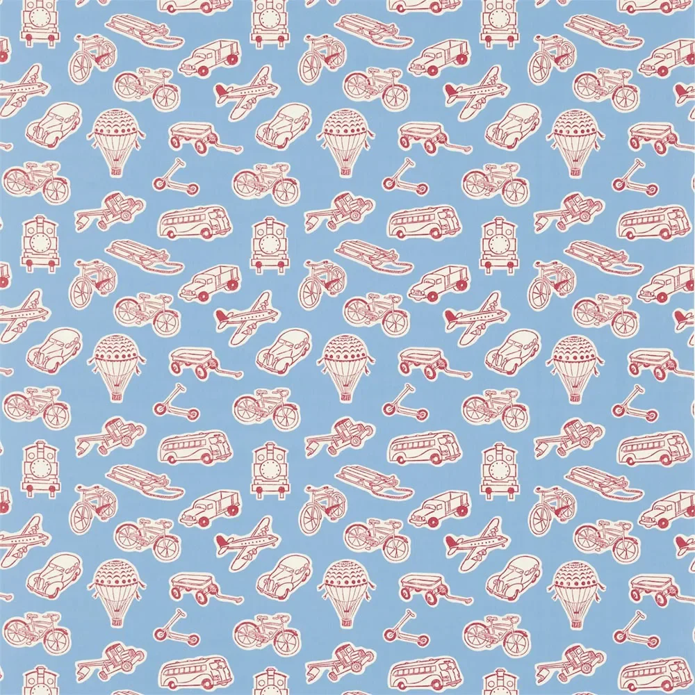 Little Sanderson Abracazoo Motivstoff Ballons & Fahrzeuge hellblau rot