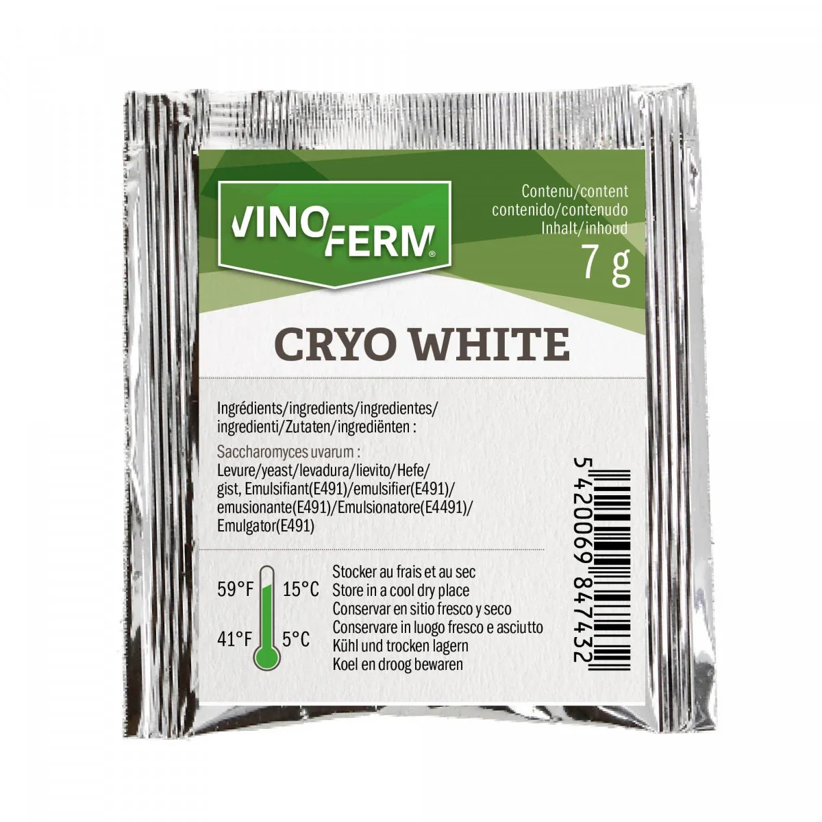 Weinhefe, Trockenhefe Wein - Vinoferm, Cryo White, 7g
