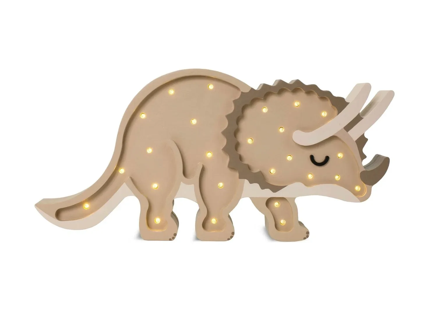 Little Lights Nachtlicht Kinder, Nachtlampe Triceratops-Dinosaurier - 100% Kiefernholz natur, Farbe: Paläo-Sand
