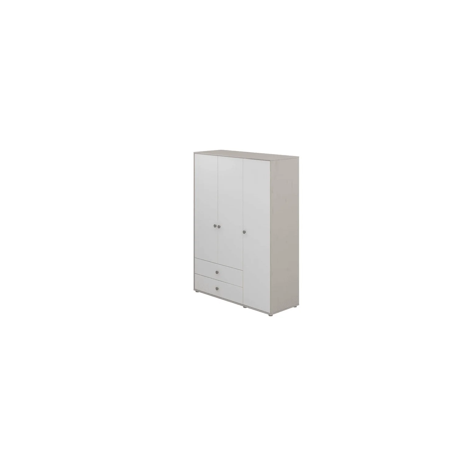 Flexa Kleiderschrank - Classic, 150x202,5 cm, Farbe: Grau gekalkt / Weiß / Naturgrün