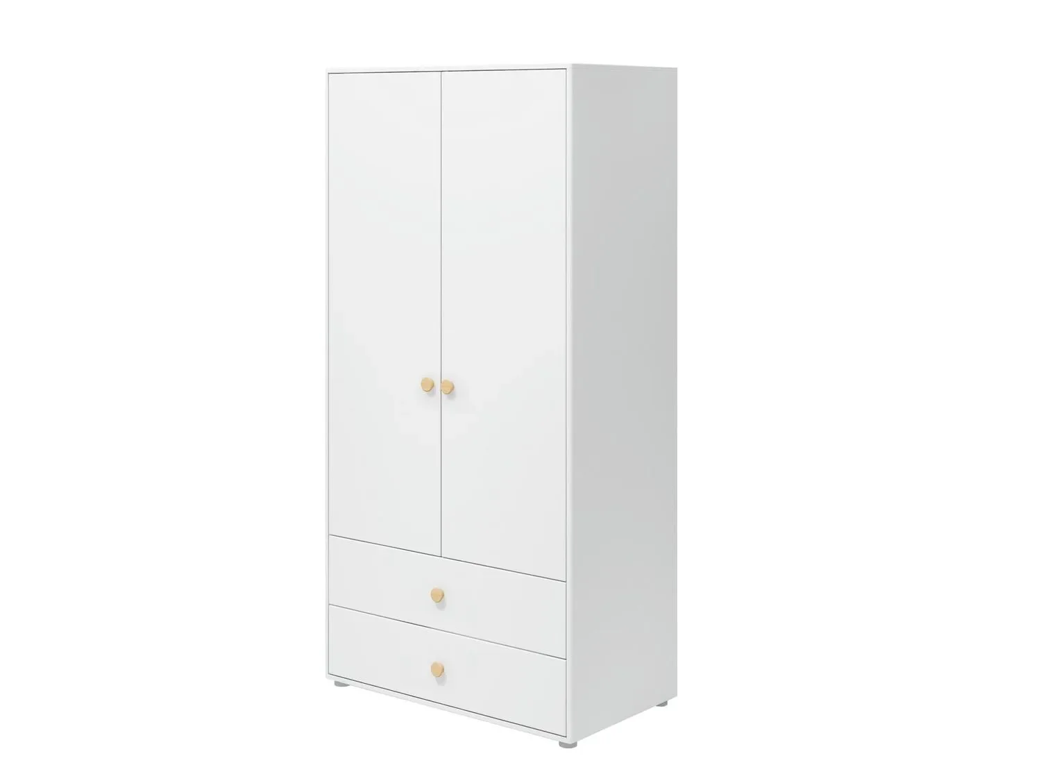Flexa Kleiderschrank - Roomie, 2 Türen + 2 Schubladen, Farbe: Weiß/Eiche