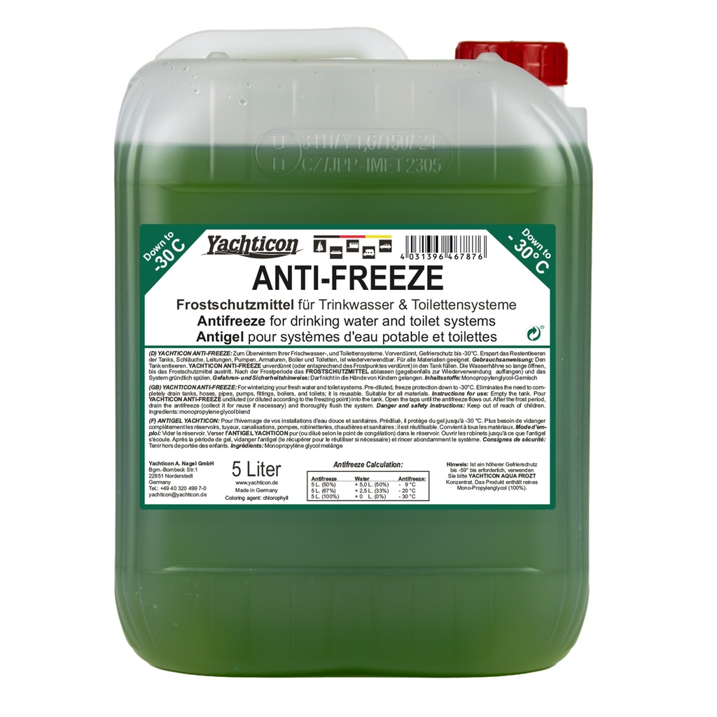 Frostschutzmittel für Trinkwasser- und Toilettensysteme 5 Liter, gebrauchsfertig, bis -30 °C
