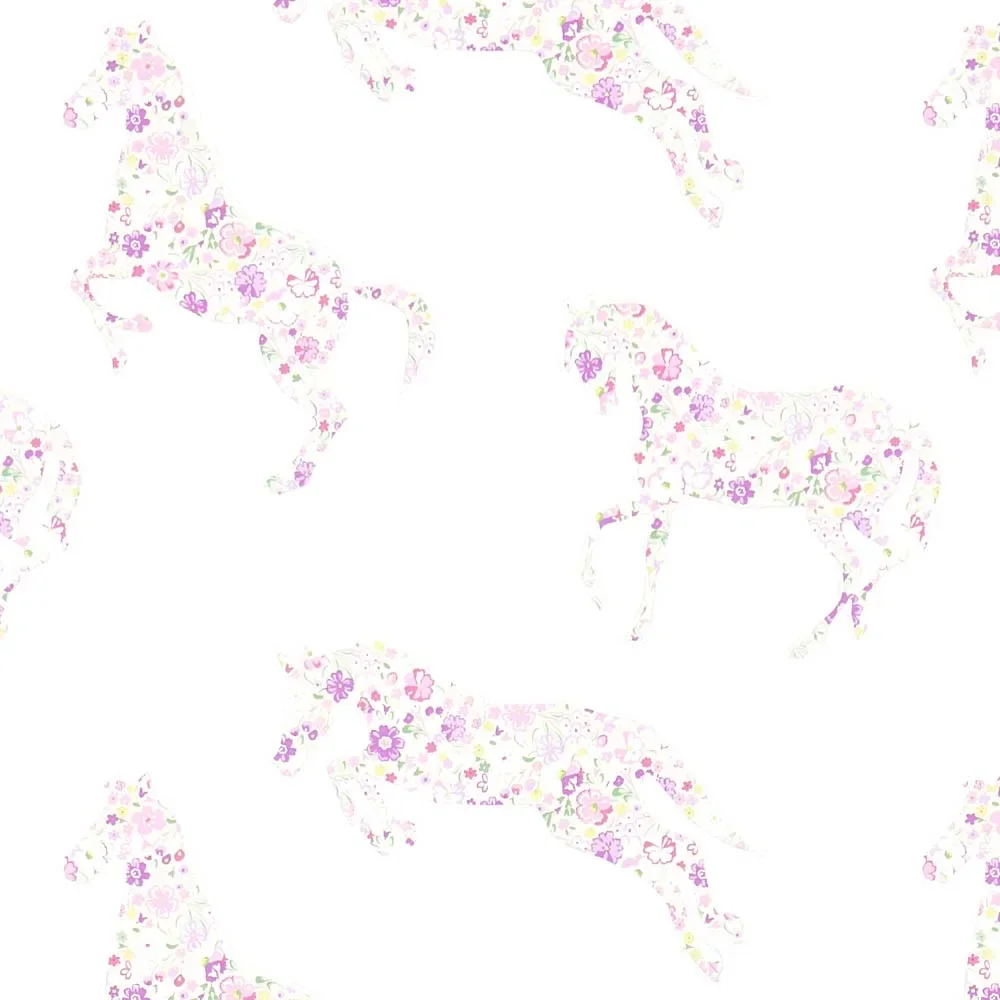 Little Sanderson Abracazoo Tapete Blumen Pferde creme lavendel