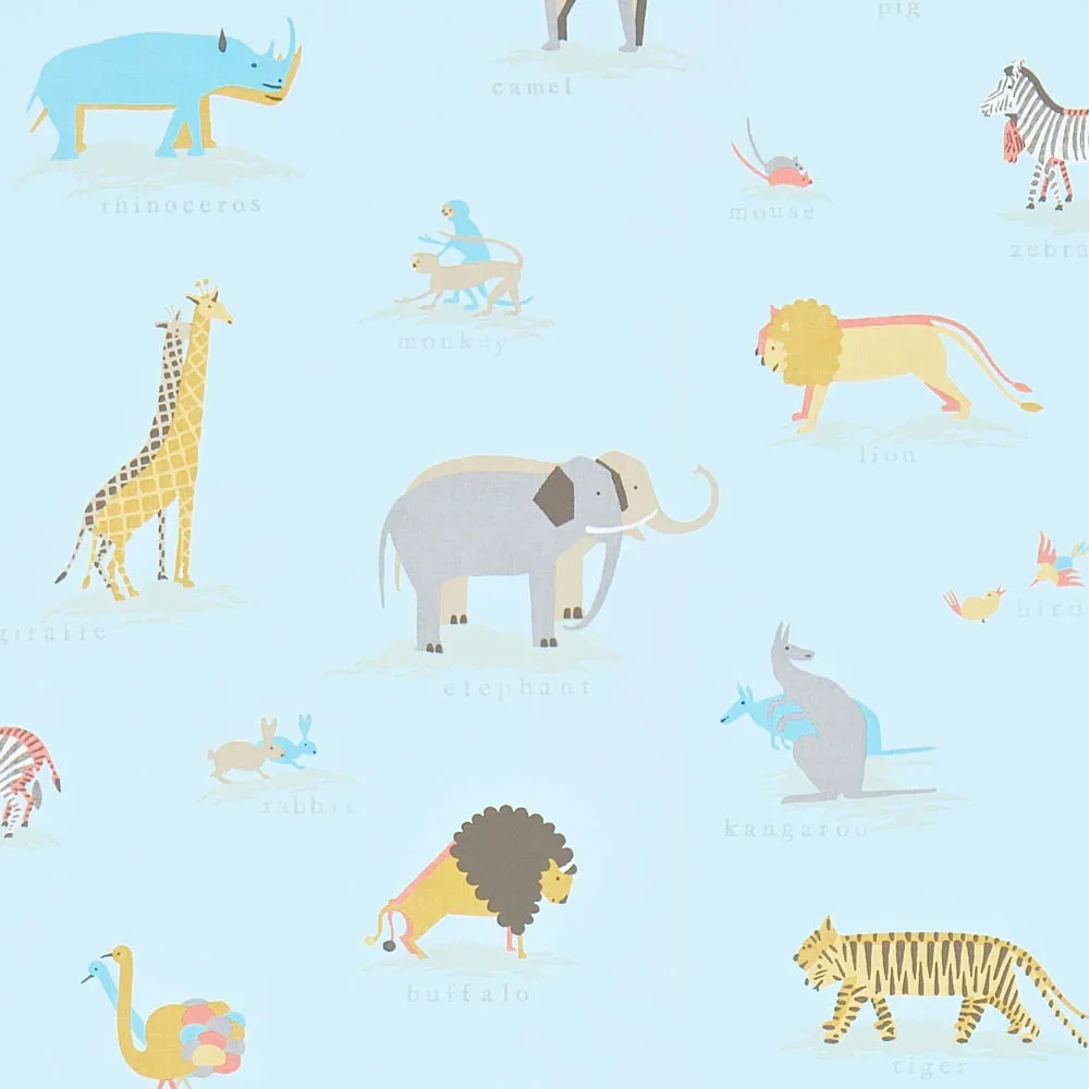 Little Sanderson Abracazoo Motivstoff Safari Tiere hellblau