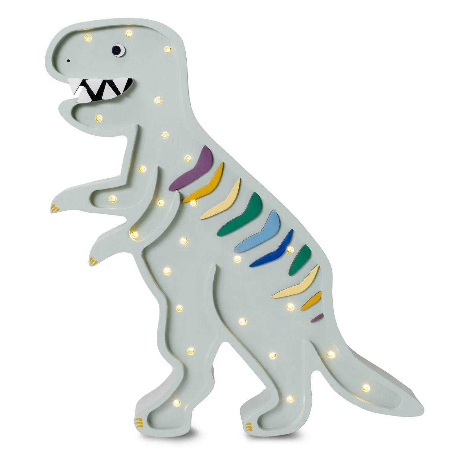 Little Lights Nachtlicht Kinder, Nachtlampe T-Rex - 100% Kiefernholz natur, Farbe: Khaki pastell