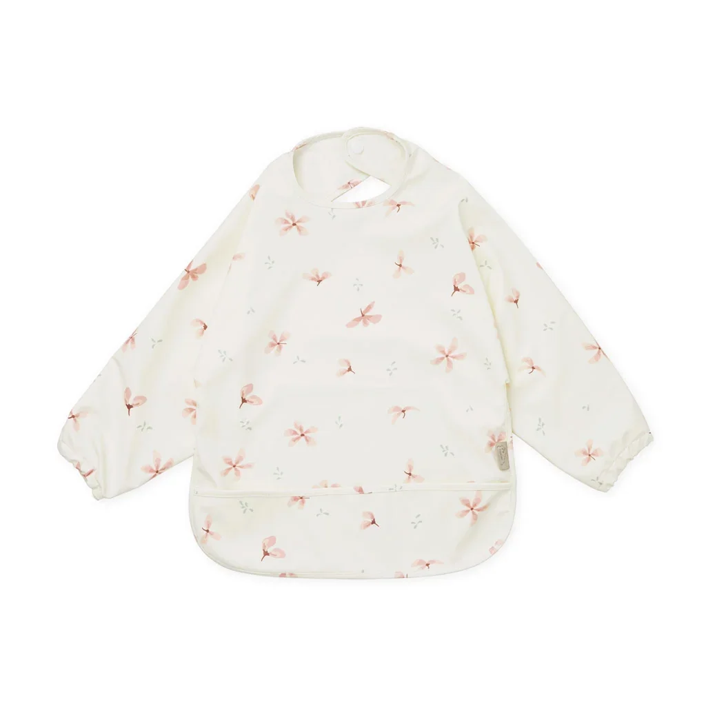 Cam Cam Lätzchen mit Ärmel - Alter: 1-3 Jahre, 37x79 cm, Farbe: Windblumen-Creme
