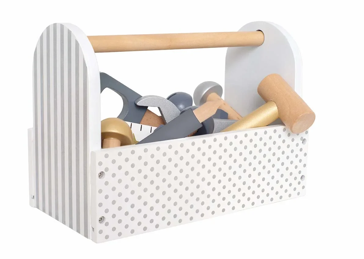 Jabadabado Kinderspielzeug, Kinderwerkzeug, Werkzeugkiste Holz - Teddy, Farbe: silber