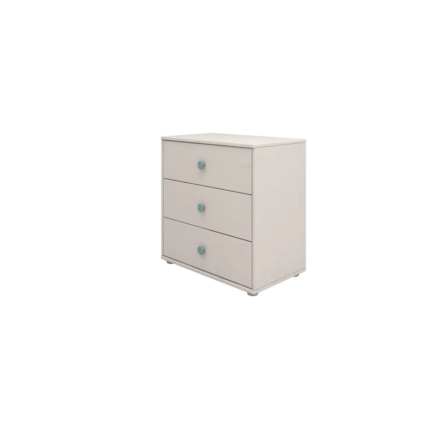 Flexa Kommode - Classic, mit 3 Schublade, 72x74,5 cm, Farbe: Grau gekalkt / Grau gekalkt / Türkis