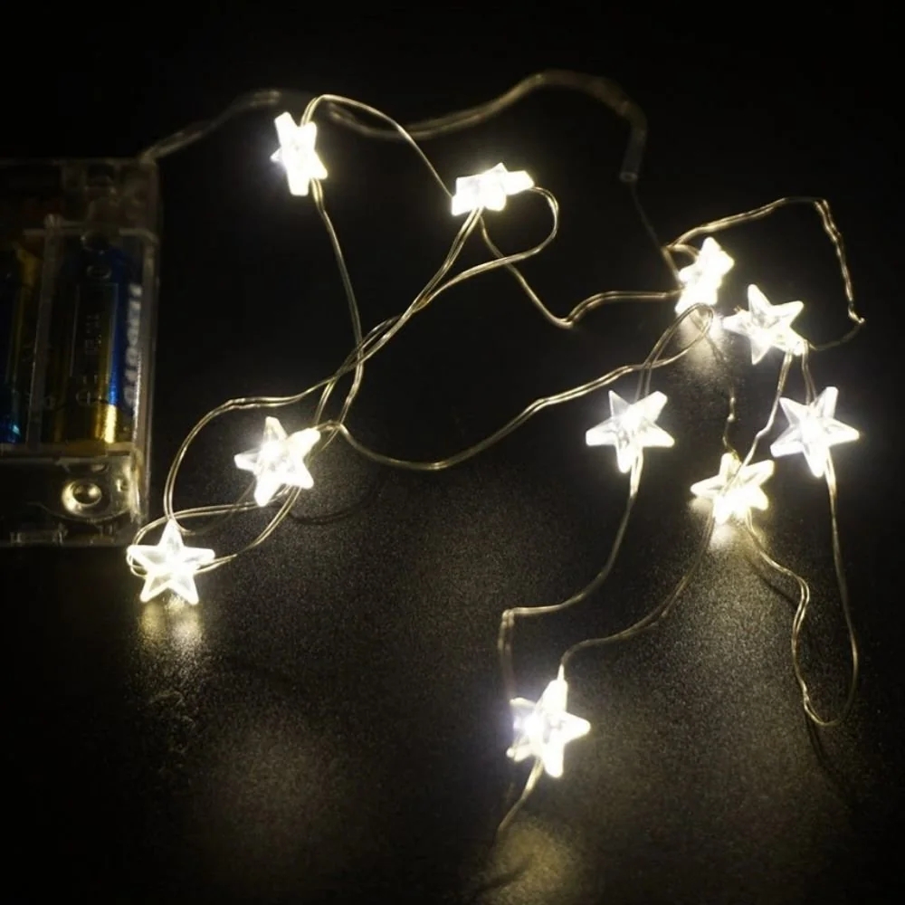 Lichterkette Sterne, LED, warmweiß, 10 LED