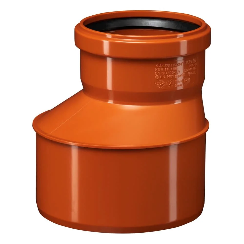 KG Rohr Reduktion 160/110, Abwasserrohr Reduzierung, PVC Kanalrohr