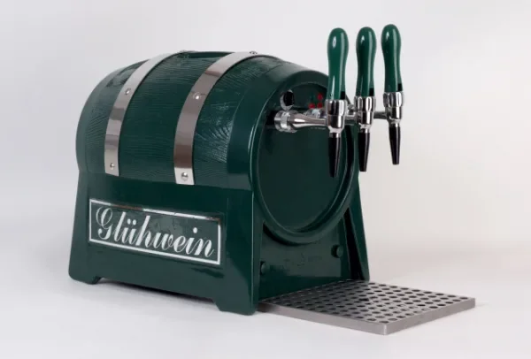 Glühweinzapfanlage, Getränke durchlauferhitzer - mit selbstansaugender Pumpe, Fassform, 3-leitig 6 kW