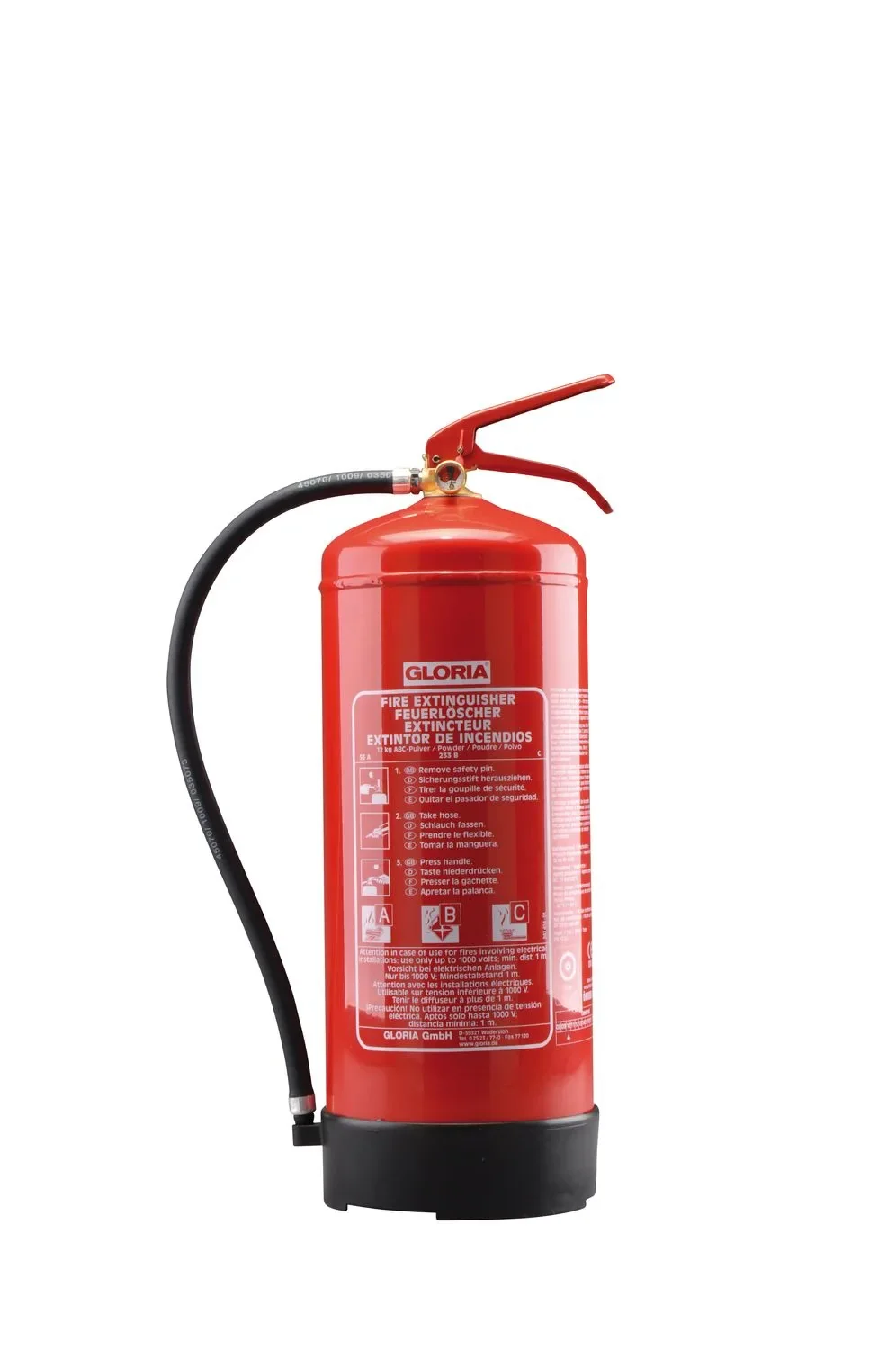 Feuerlöscher, Pulverlöscher - PD 6 GA, 6 kg, ABC-Löscher mit Manometer & Wandhalterung