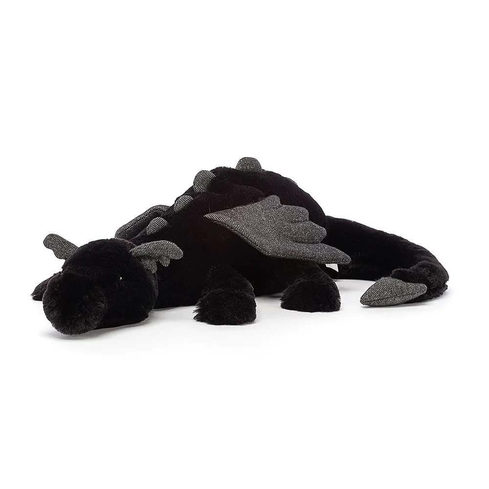 Jellycat Kuscheltier, Plüschtier, Stofftier - Onyx Dragon, Größe: Mittel - H12 X B50 CM