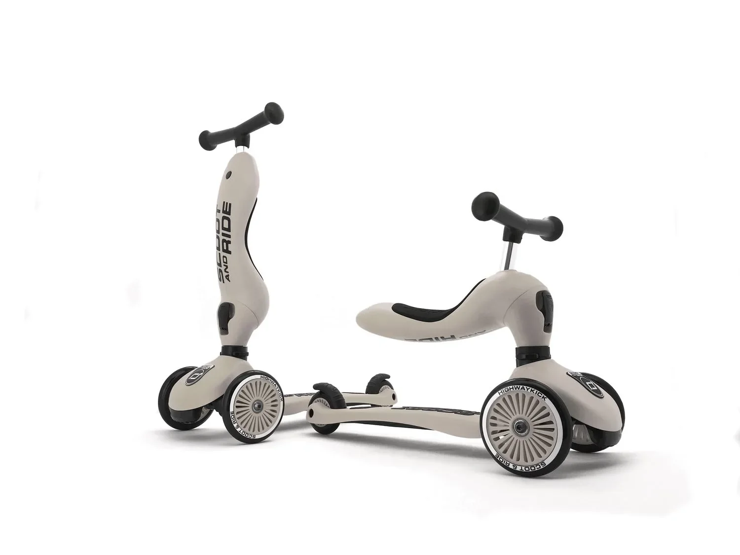  Scoot & Ride Highwaykick 1, 2in1 Roller, Kickboard, Scooter mit sitz, Farbe: Ash