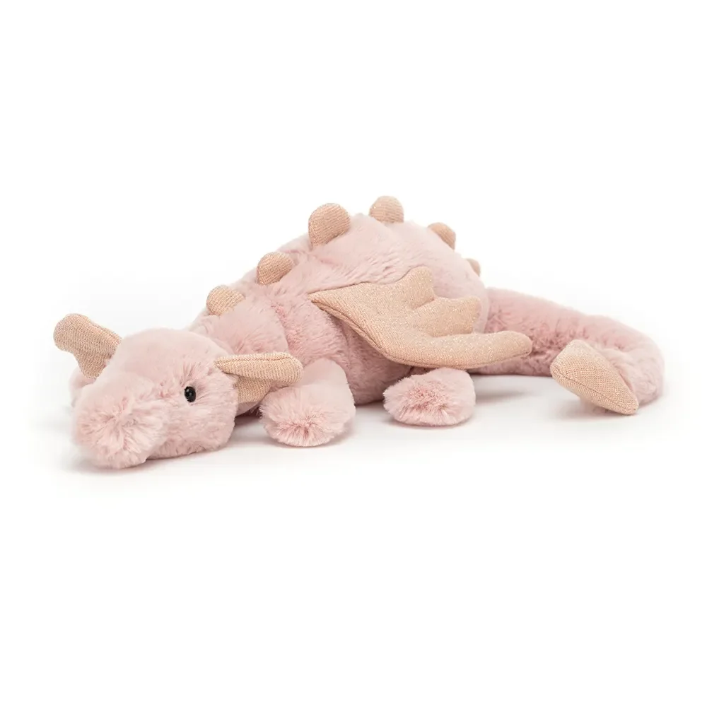 Jellycat Kuscheltier, Plüschtier, Stofftier - Rose Dragon, Größe: Klein - H8 X B30 CM