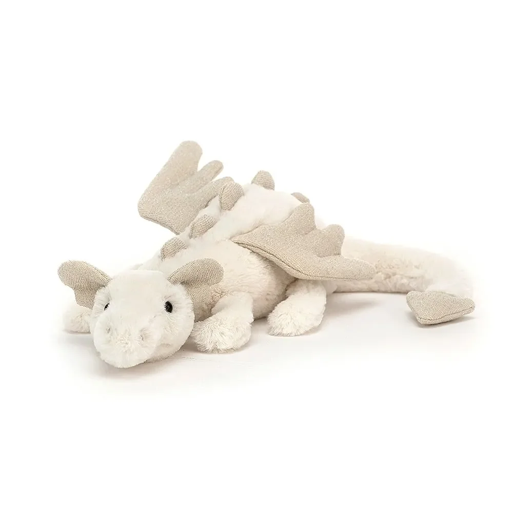 Jellycat Kuscheltier, Plüschtier, Stofftier - Snow Dragon, Größe: Klein - H8 X B30 CM