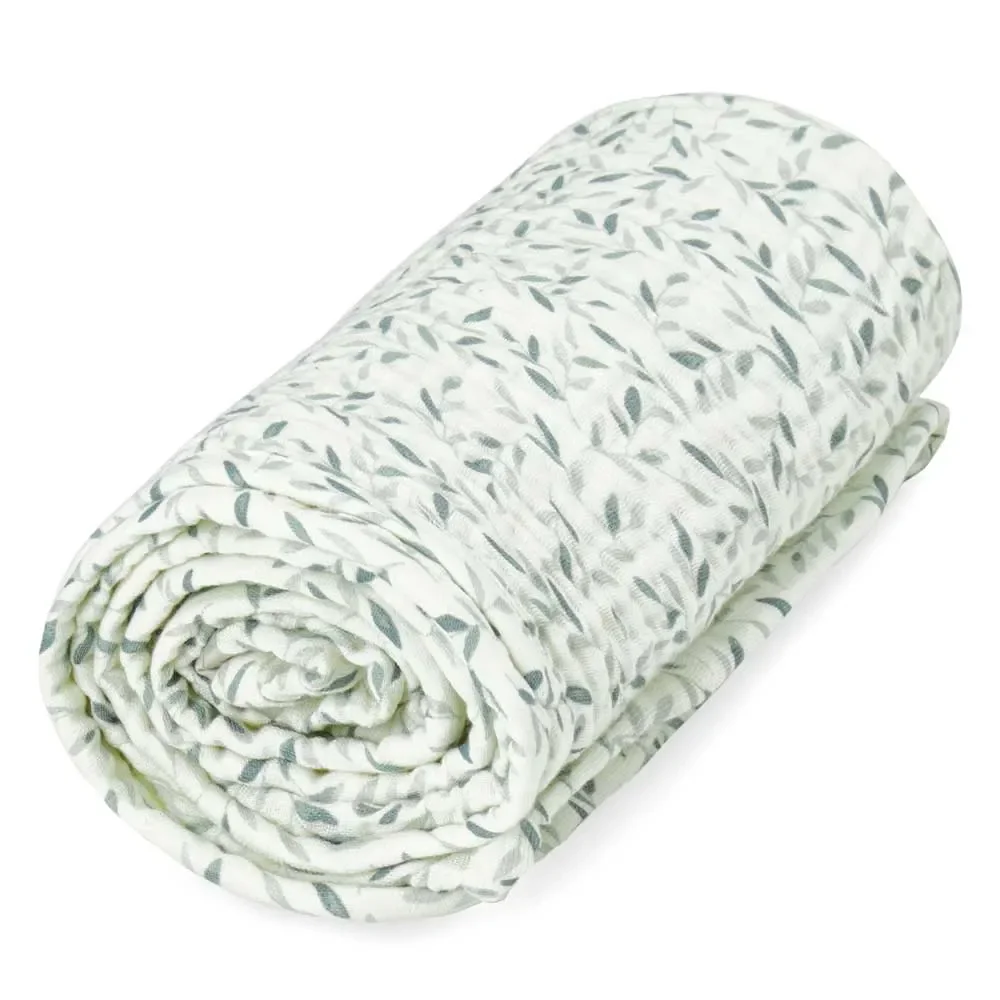 Cam Cam Muslin Babydecke "Green Leaves" grüne Blätter