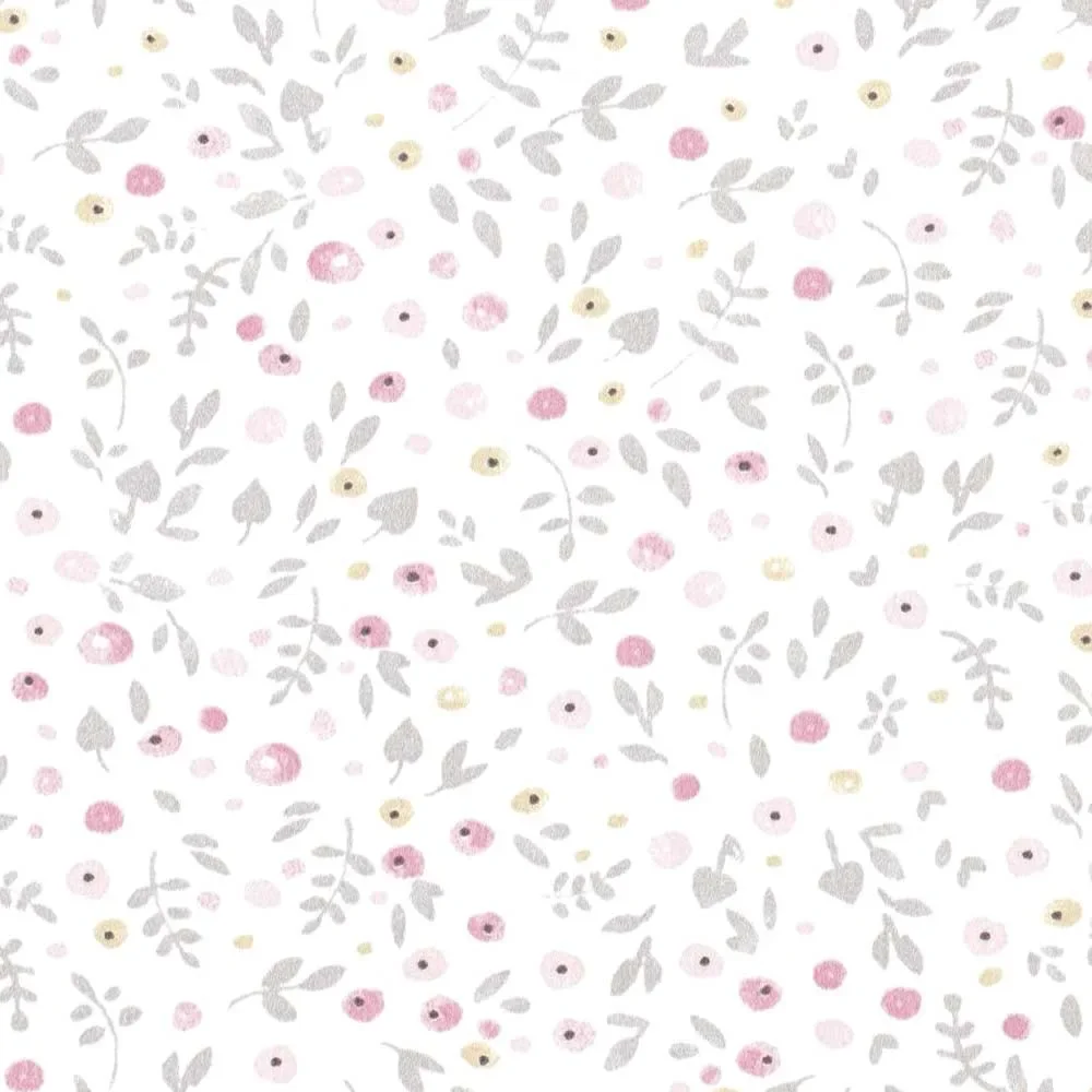 Casadeco My Little World Stoff Streublümchen grau rosa