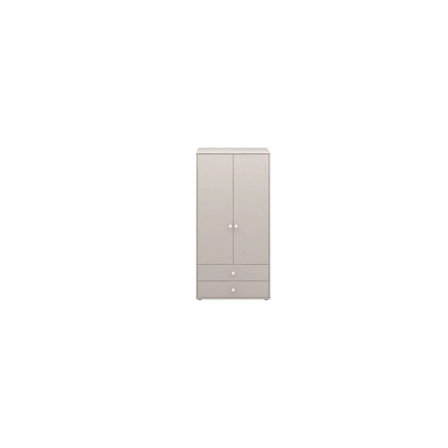 Flexa Kleiderschrank - Classic, mit 2 Türen und 2 Schubladen, 101,3x202,5 cm, Farbe: Grau gekalkt / Grau gekalkt / Weiß