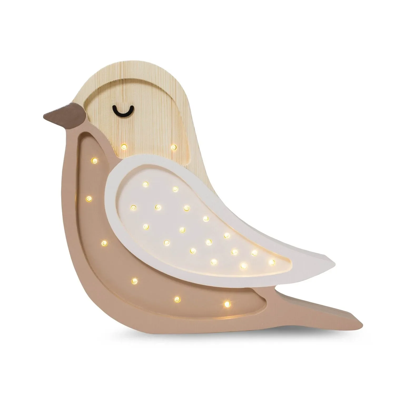 Little Lights Nachtlicht Kinder, Nachtlampe Vogel - 100% Kiefernholz natur, Farbe: Kaffeeholz