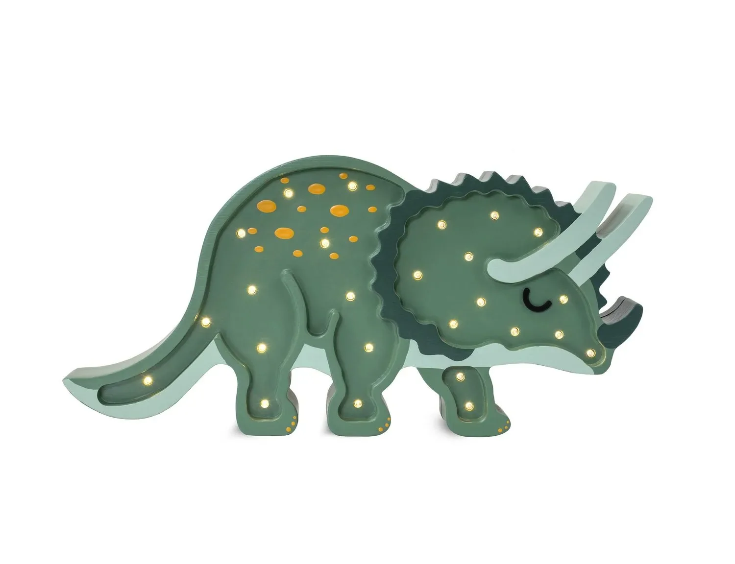 Little Lights Nachtlicht Kinder, Nachtlampe Triceratops-Dinosaurier - 100% Kiefernholz natur, Farbe: Militärgrün