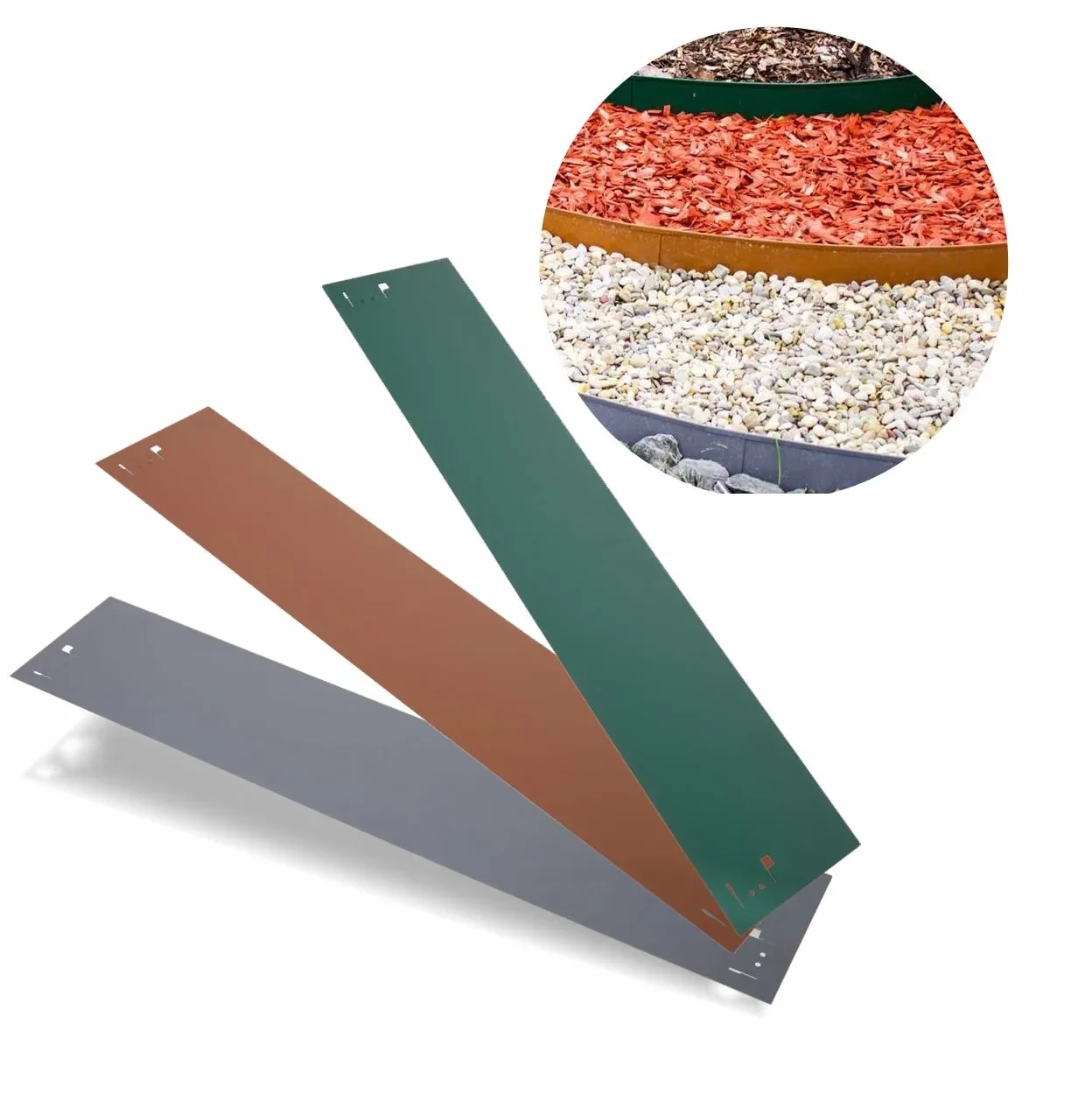 Rasenkanten Metall 13.5cm x 120cm | Beeteinfassung | Beetumrandung | Beetbegrenzungen, Color-GS: grau
