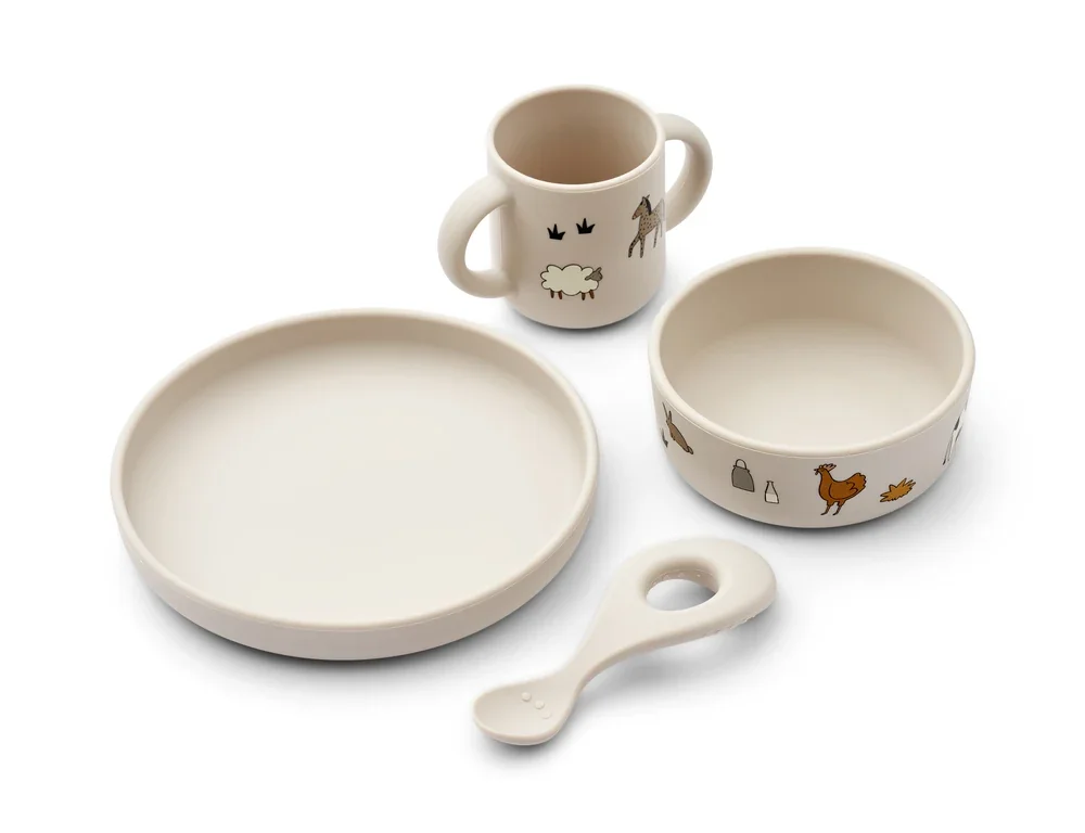 Liewood Kindergeschirr Set - Vivi, Silikon, Bauernhof/Sandy
