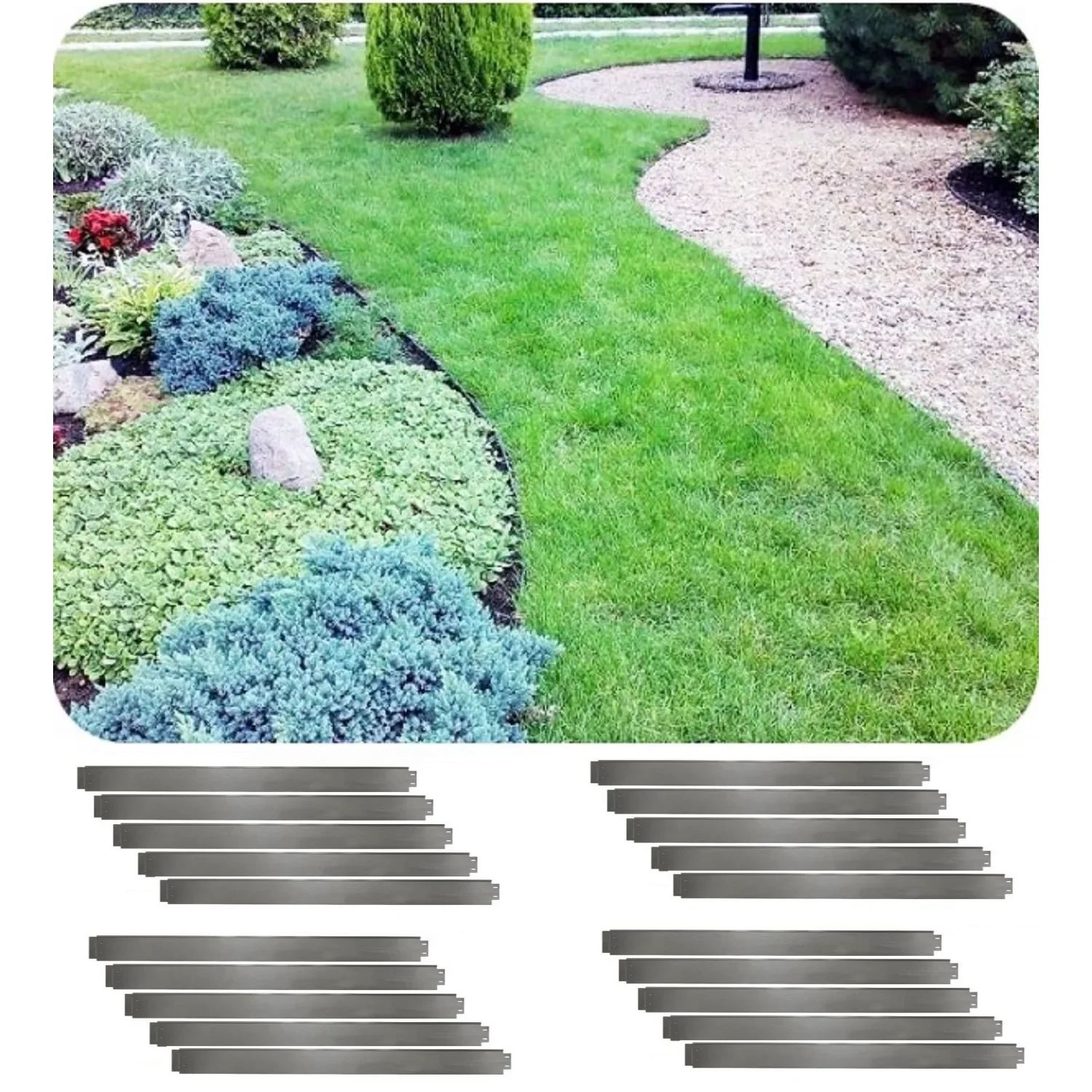 20er Set Rasenkanten Metall  Alu/Zink 18cm hoch, 20m lang | Rasenkanten | Beeteinfassung | Beetumrandung | Beetbegrenzungen